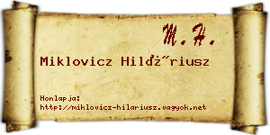 Miklovicz Hiláriusz névjegykártya